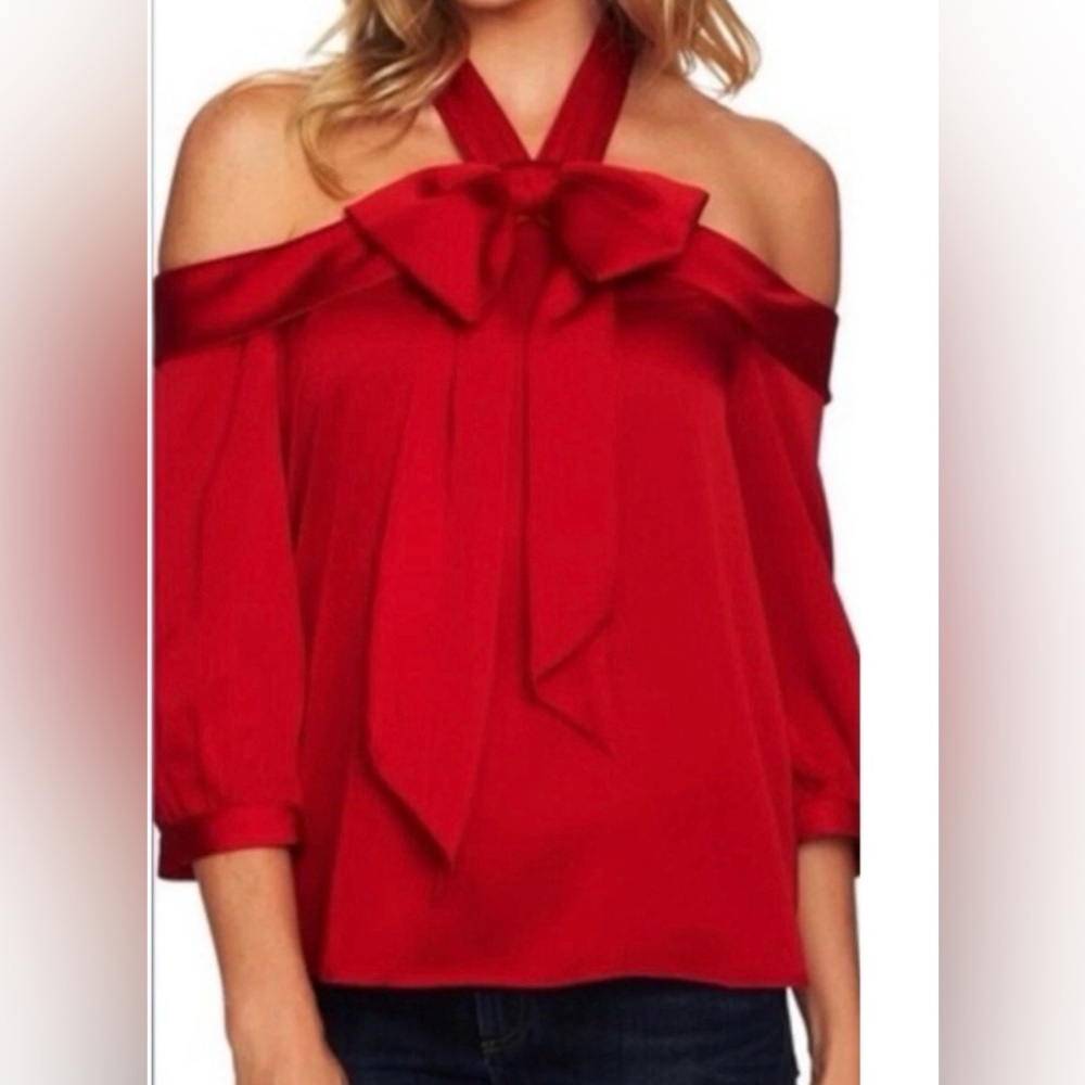 Cece Elegant Red Off-Shoulder Women's Blouse